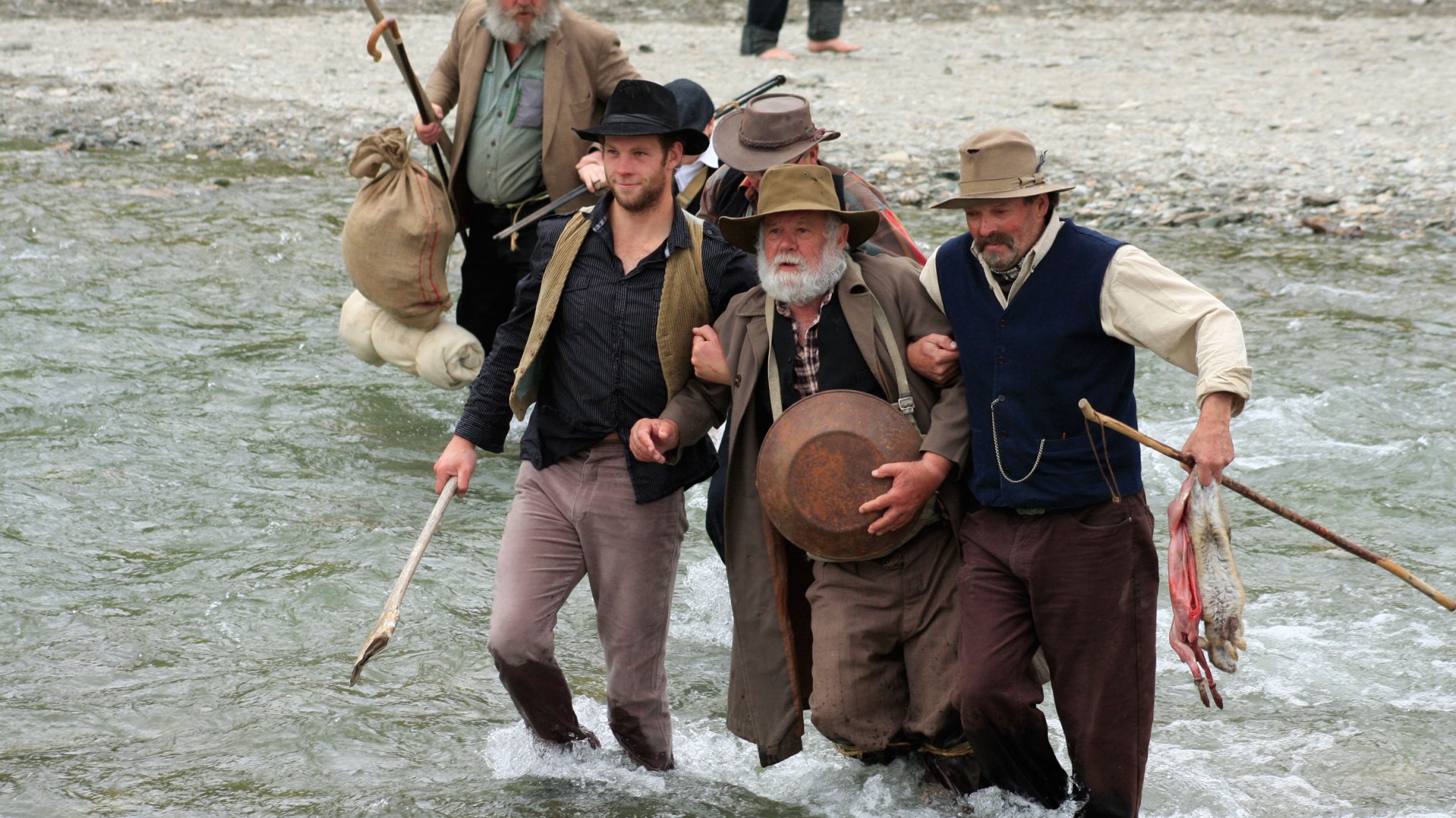 Gold mining re-enactment, Arrow River